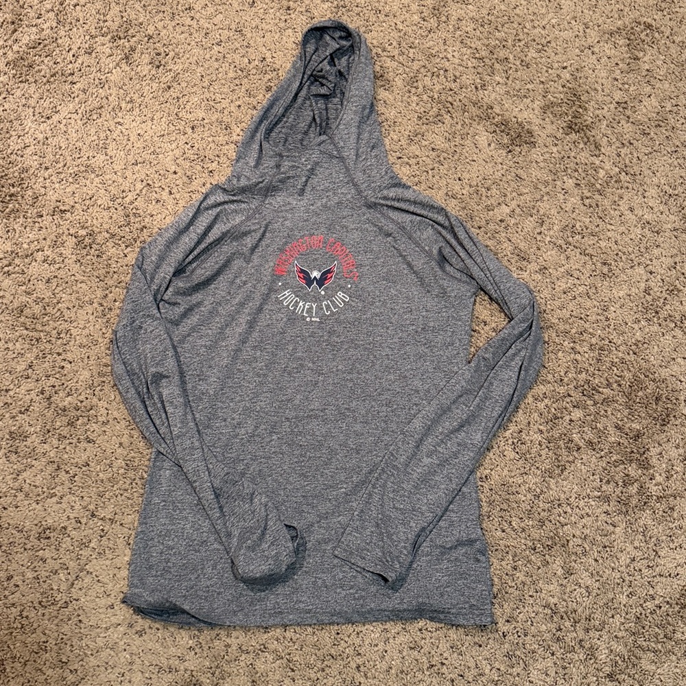 Washington Capitals Hockey Club T-Shirt Hoodie Womens Medium Gray NHL Licensed